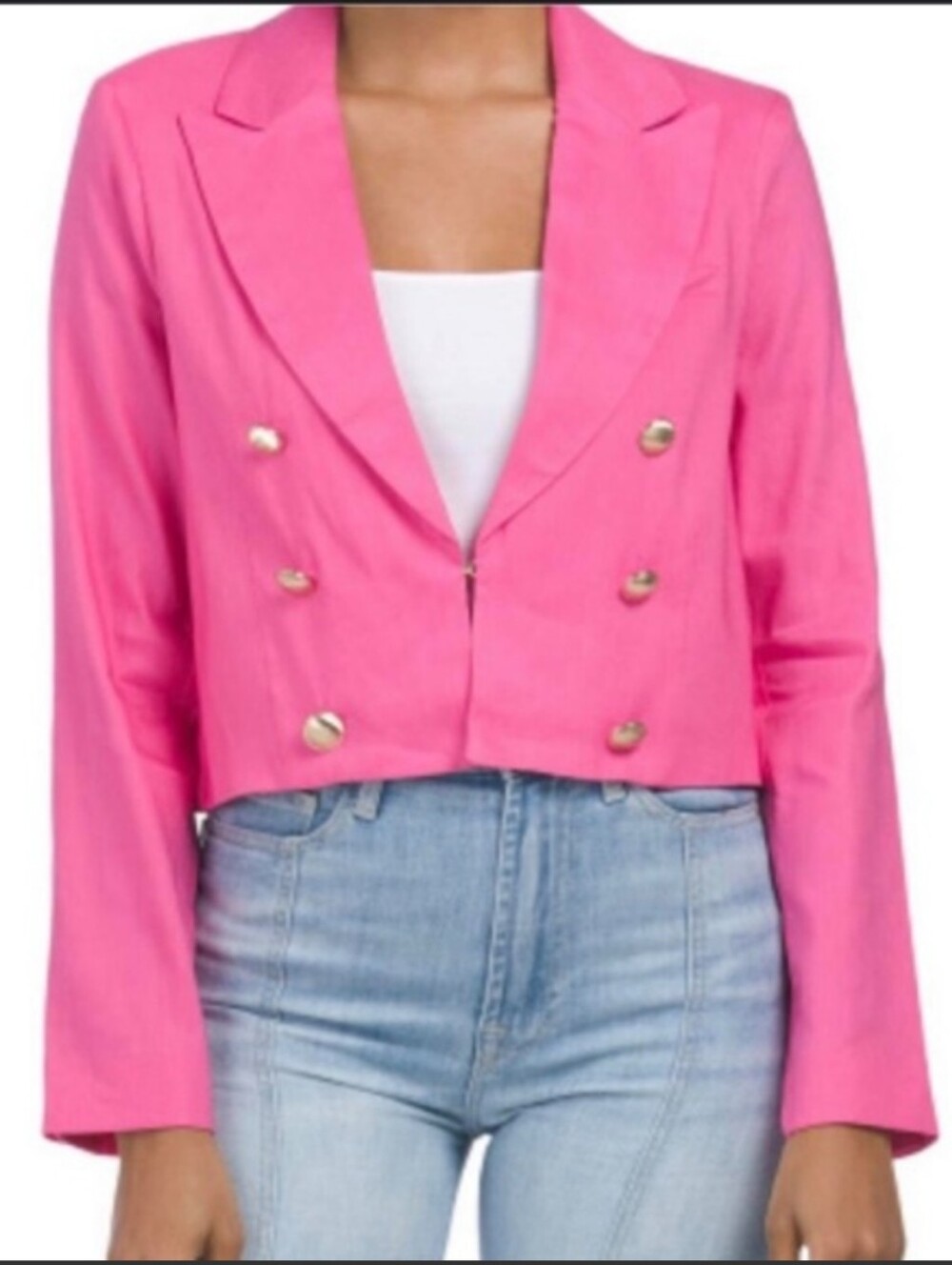 House of Harlow 1960 Hot Pink Double-Breasted Cropped Blazer Sz S NWT